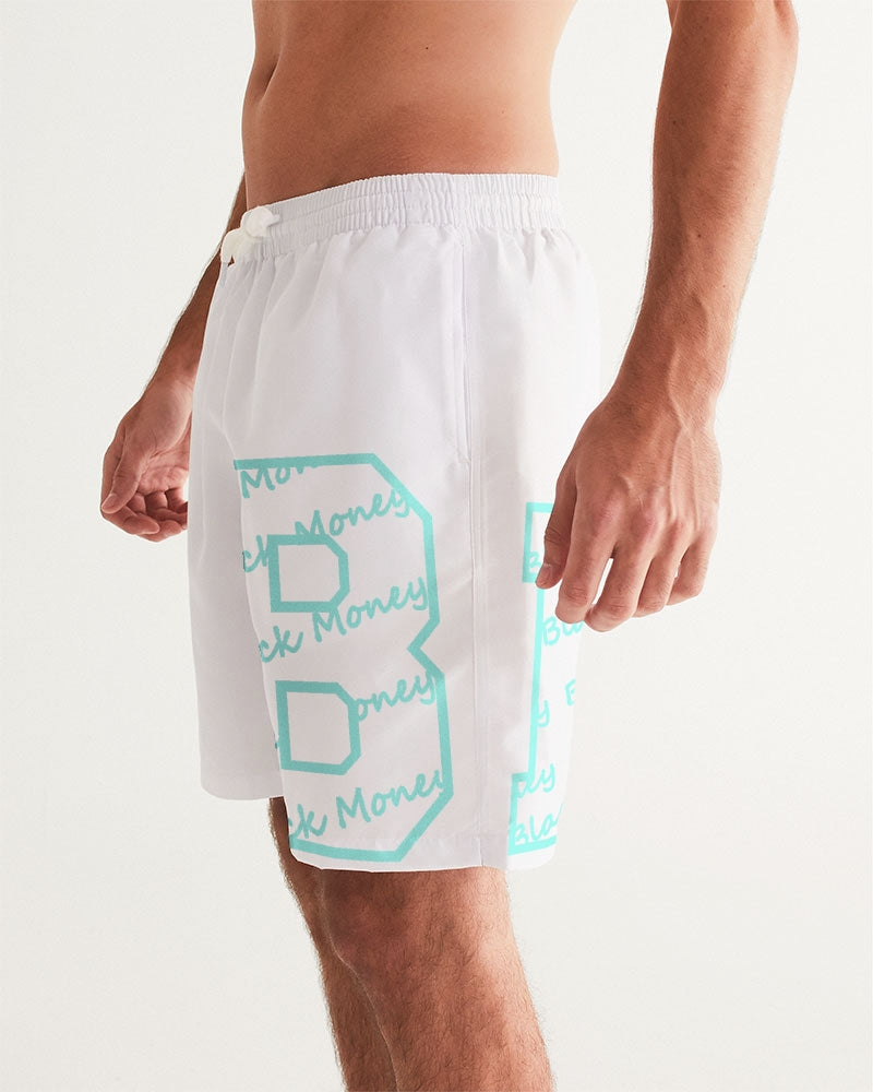 White and Tiff Blu Men's All-Over Print Swim Trunk