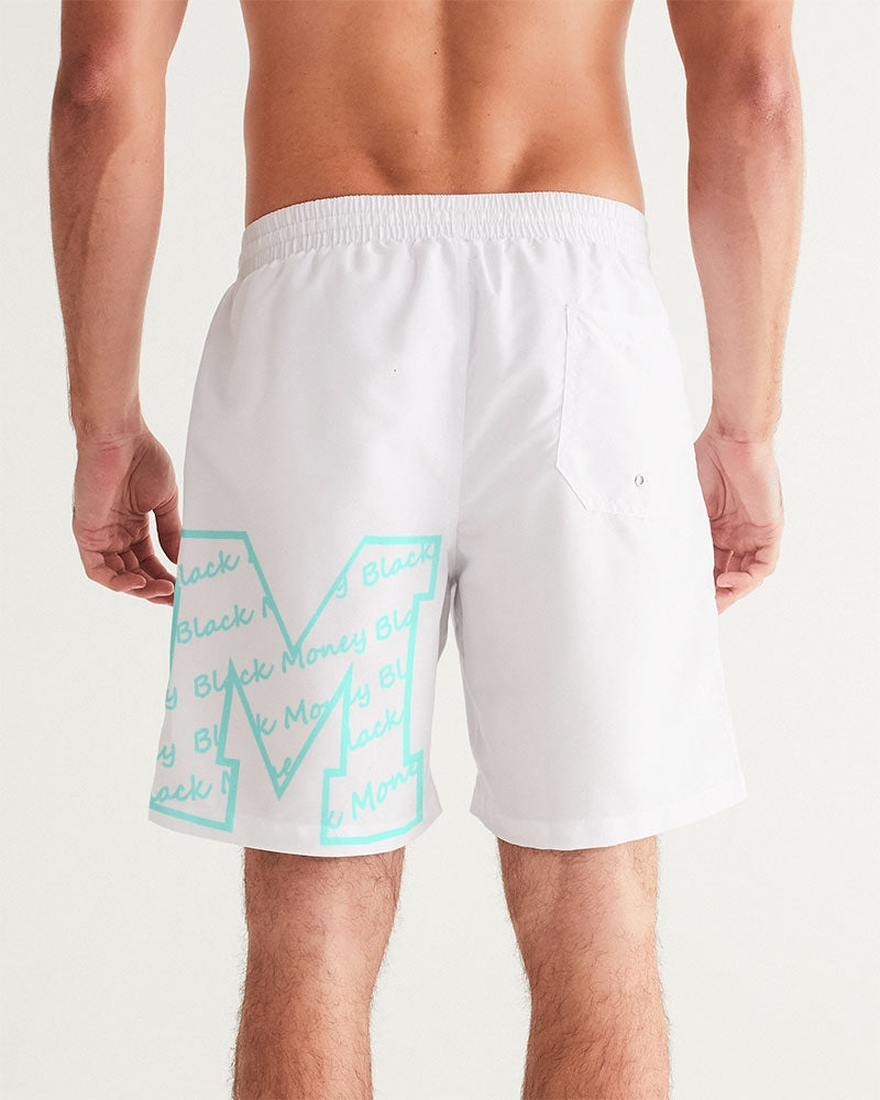 White and Tiff Blu Men's All-Over Print Swim Trunk