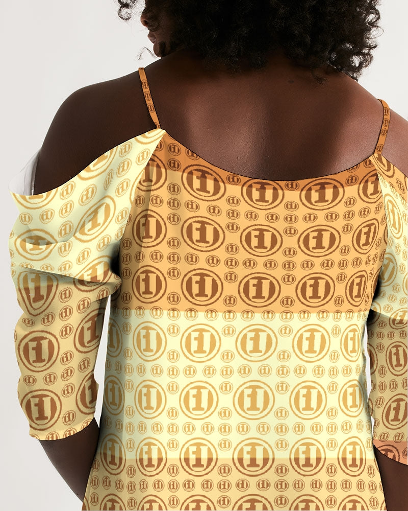 EARTHTONE1 ONEUNIT Women's Open Shoulder A-Line Dress