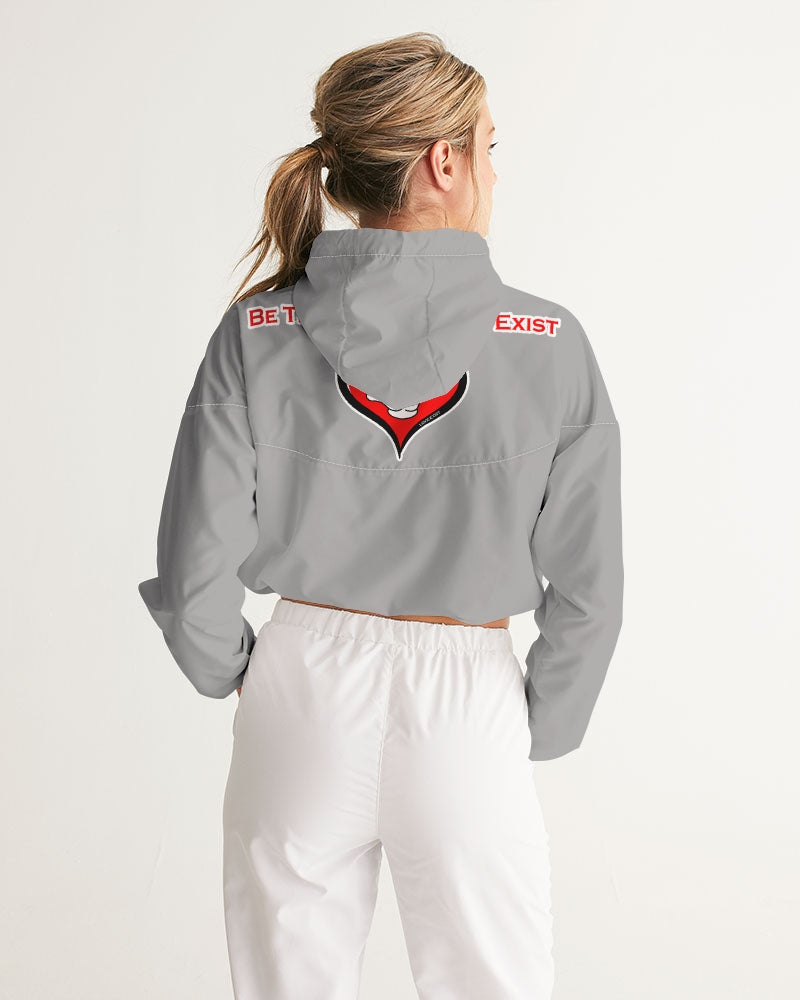 LOVE Grey Women's All-Over Print Cropped Windbreaker