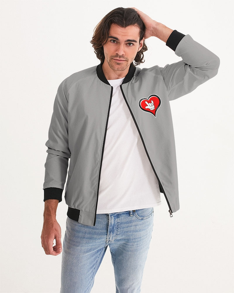 LOVE Grey Men's All-Over Print Bomber Jacket