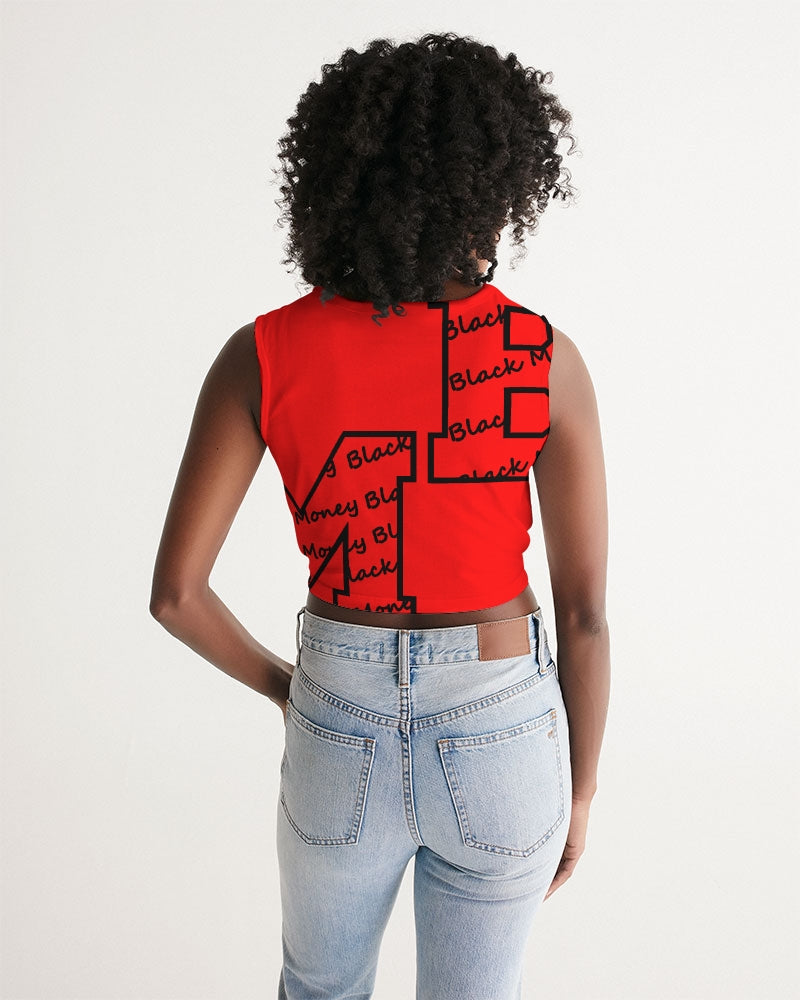 Vital Red and Black Women's  All-Over Print Twist-Front Tank