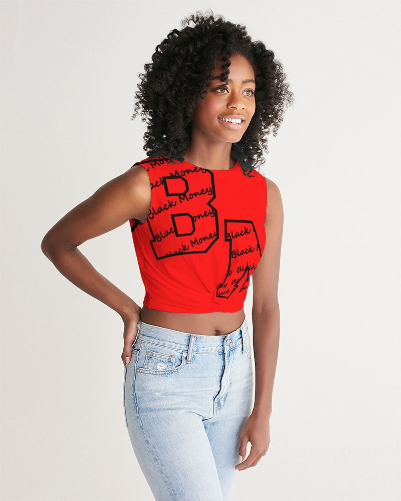 Vital Red and Black Women's  All-Over Print Twist-Front Tank