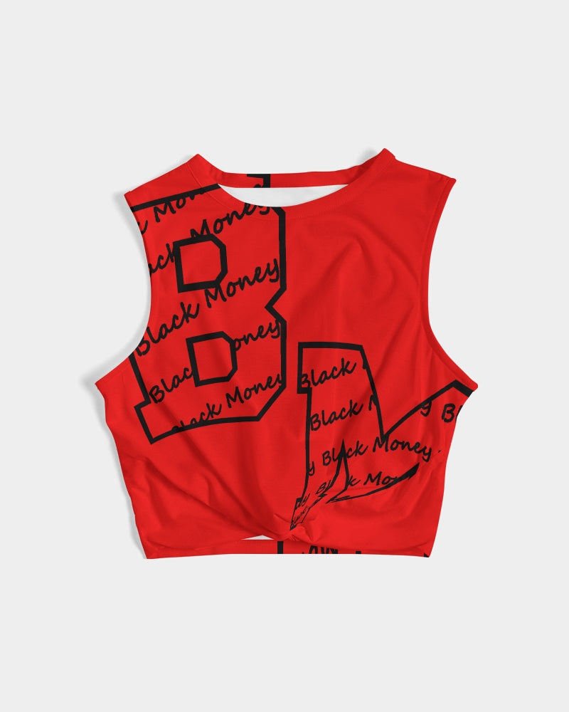 Vital Red and Black Women's  All-Over Print Twist-Front Tank