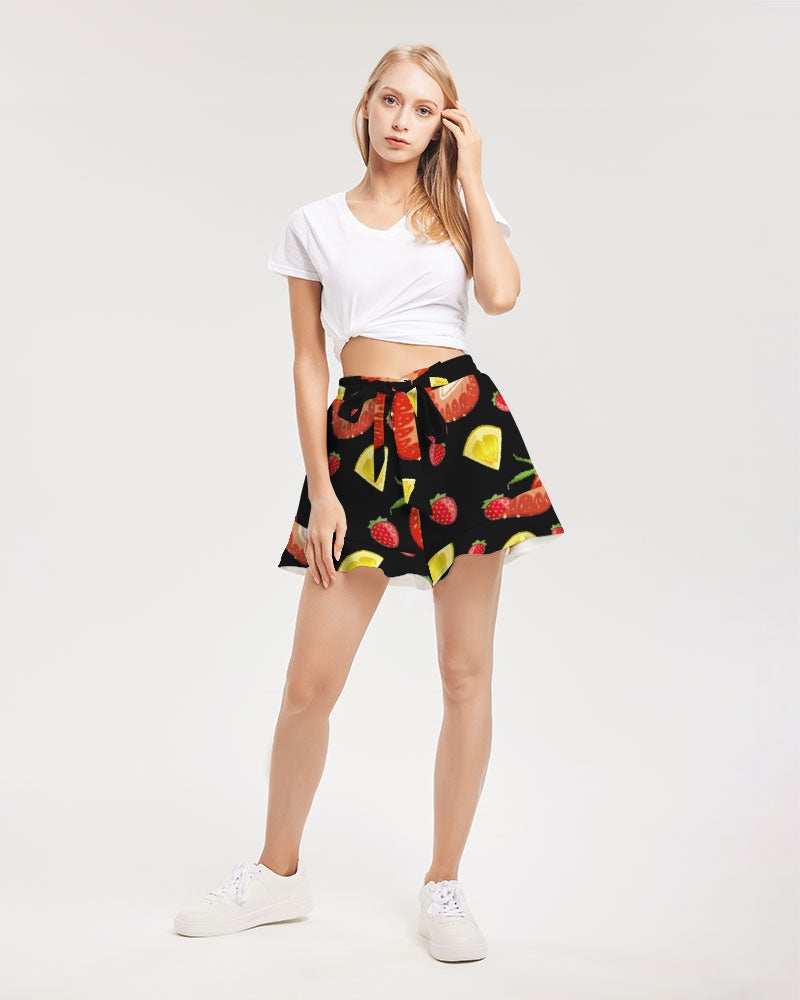 BLACK FRUIT N FLAVORS Women's Ruffle Shorts