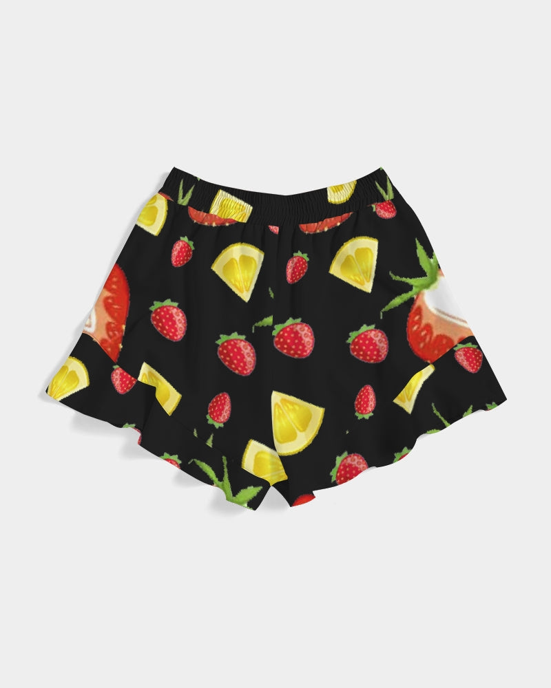 BLACK FRUIT N FLAVORS Women's Ruffle Shorts