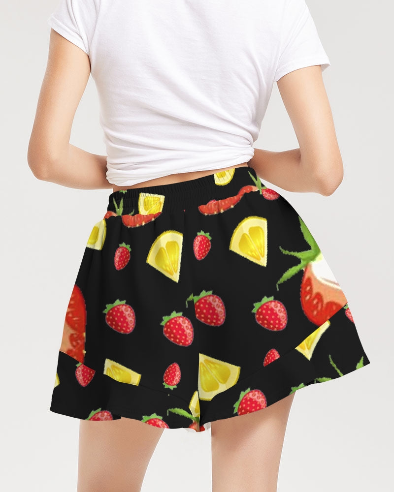 BLACK FRUIT N FLAVORS Women's Ruffle Shorts